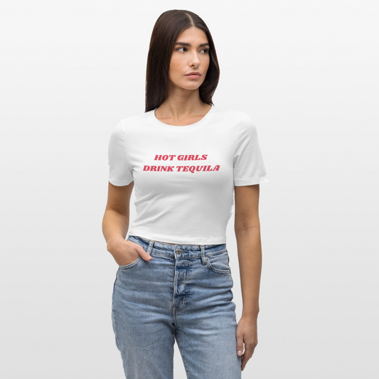 hot girls drink tequila - Cropped T-Shirt - Weiß